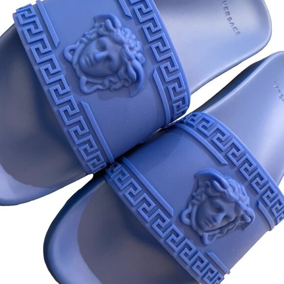Versace Men's Royal Blue Medusa Sandals Pool Slides, sz 43, 46 - Picture 4 of 14